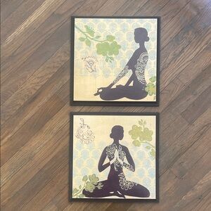 Meditative Yoga Silhouette Wall Art Set